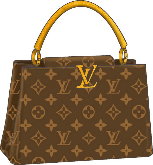 A classic vintage Louis Vuitton handbag showcasing the signature LV monogram, complete with sturdy leather straps and brass accents, elegantly displayed on a simple backdrop.